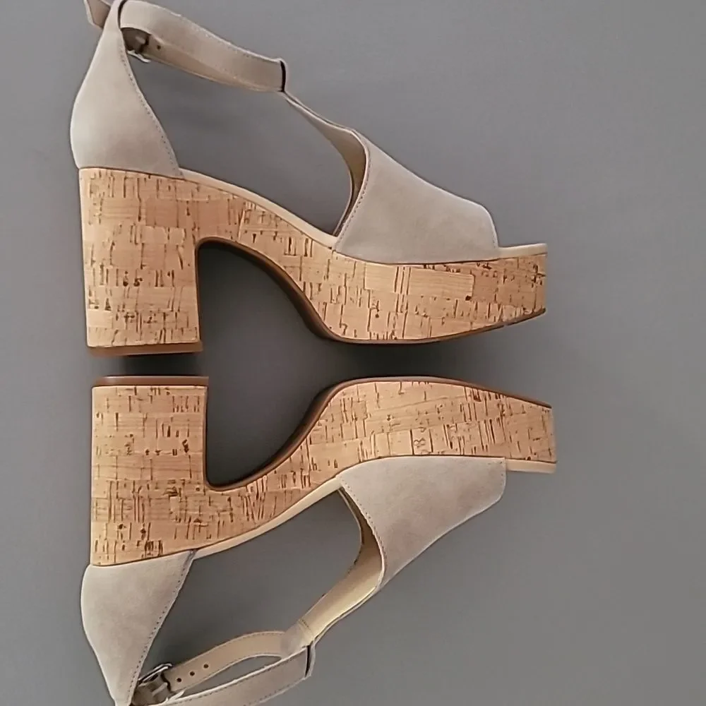 Gianni Bini New Light Suede Cork Platform Sandals 9.5M